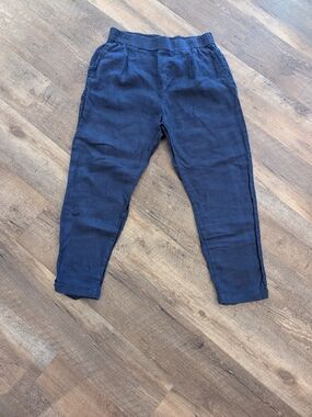 United Colors Of Benetton Navy Linen Elastic Waist Pants